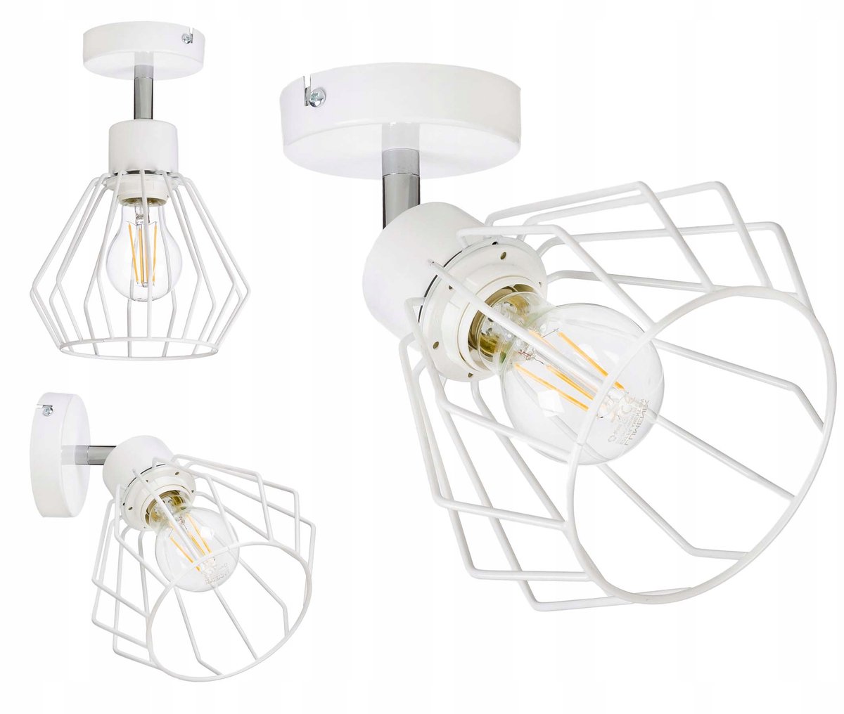Industriële Wandlamp & Hanglamp Draad Wit E27