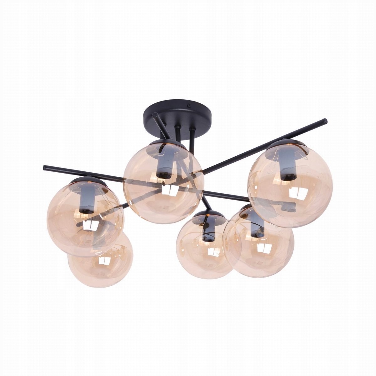 Kaja DELTA K-5162 zwarte plafondlamp met amberkleurige lampen (6xE14)