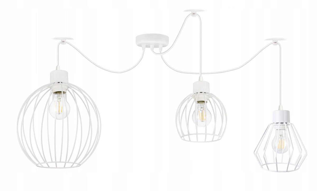 Hanglamp Pająk Loft Wit Metaal 3xE27
