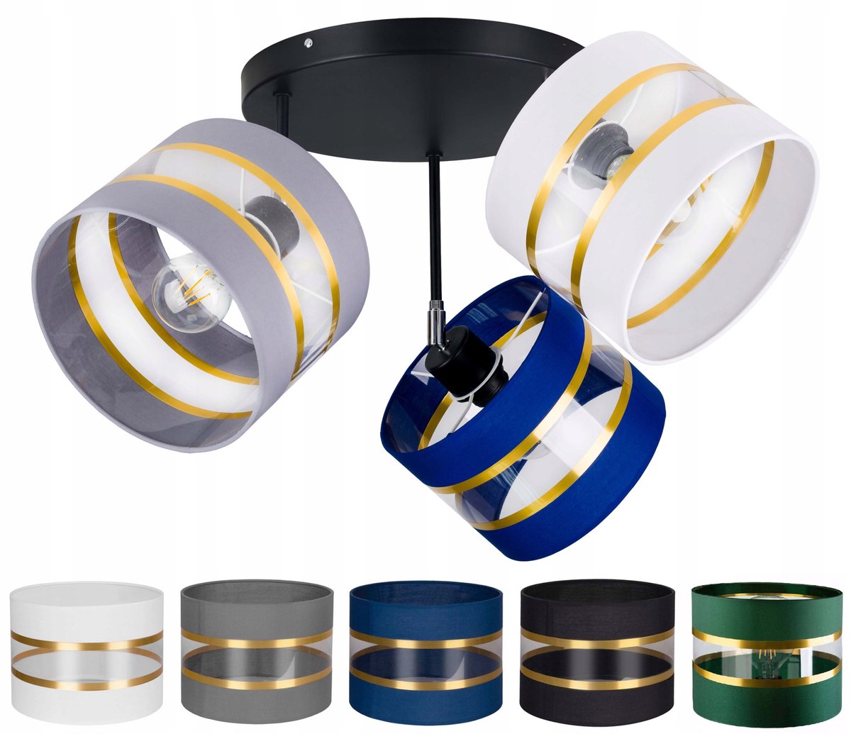 Moderne Plafondlamp met Verstelbare Zwarte Kap en Gouden Accent (Ø 20cm)