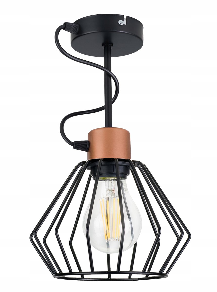 Hanglamp Plafond Zwart Koper E27 Loft Stijl