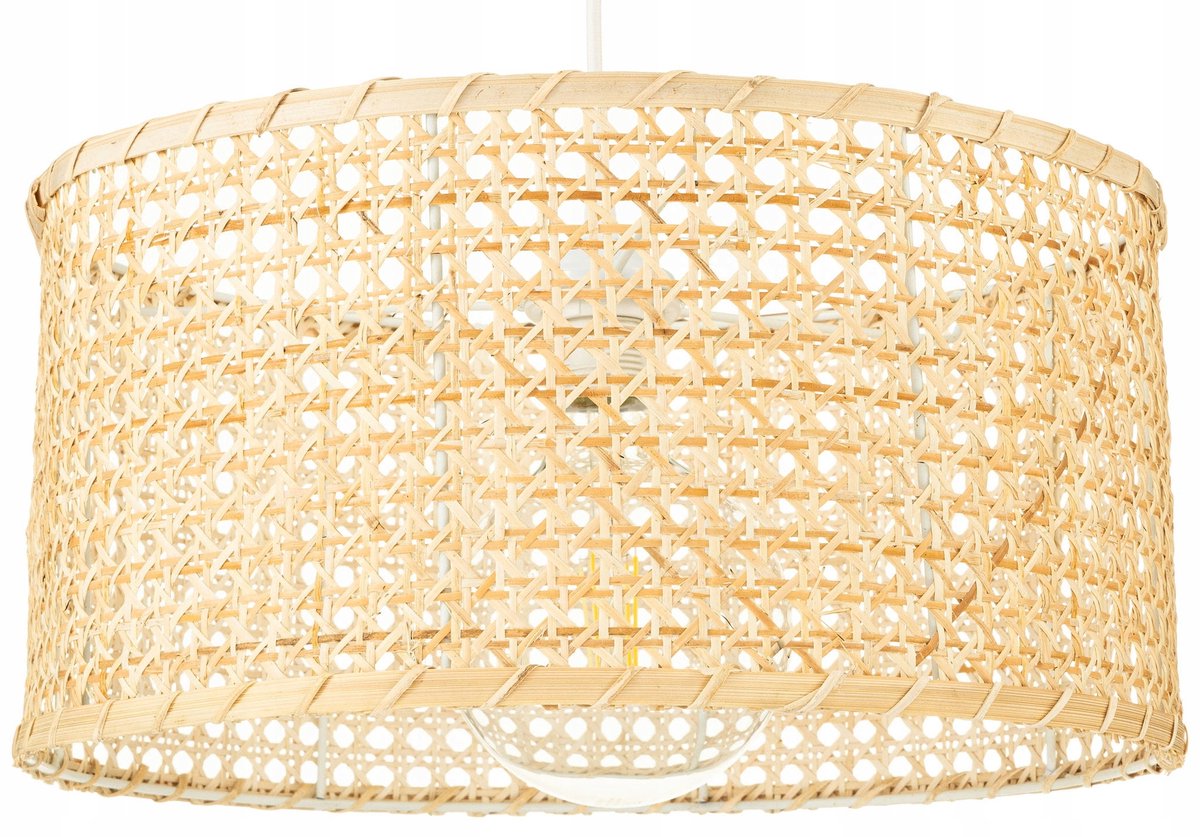 Boho Hanglamp Wit Rotan Vlechtwerk 40cm - Natuurlijk Bamboe