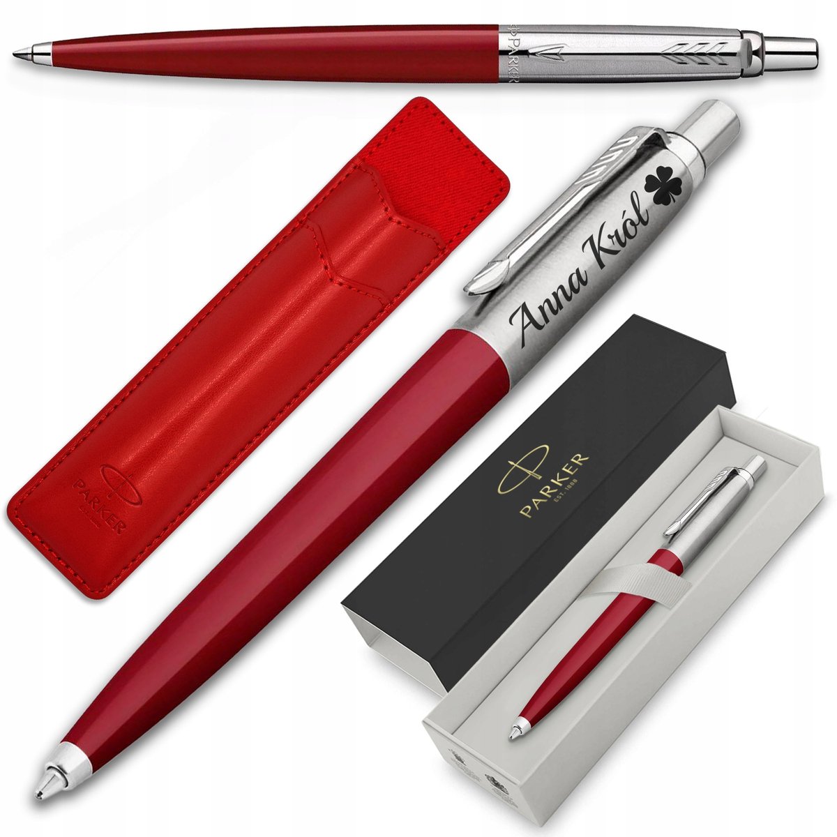 Parker Jotter 60 Rode Pen met gravure en luxe etui - perfect cadeau
