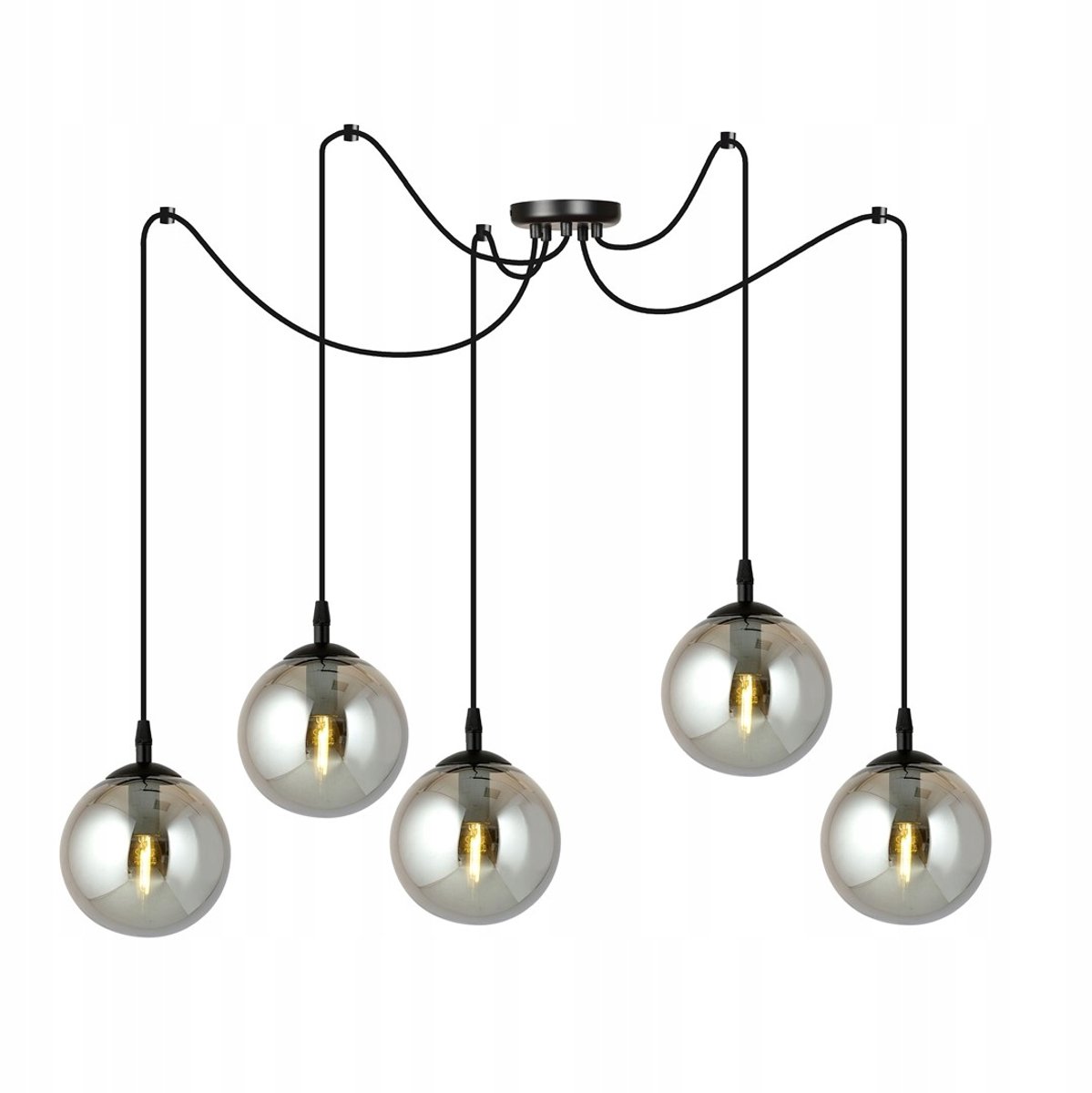 Emibig GIGI 5 hanglamp - Zwart/Grafiet, Staal & Glas, E14