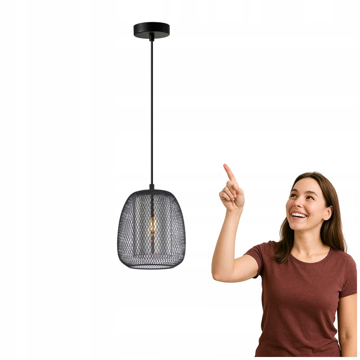 Moderne Zwarte Hanglamp Amiria 102cm E27 Verstelbaar