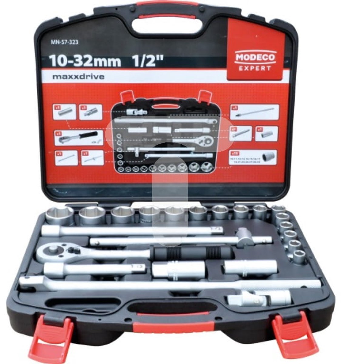 Modeco 23-delige doppenset 1/2" met koffer