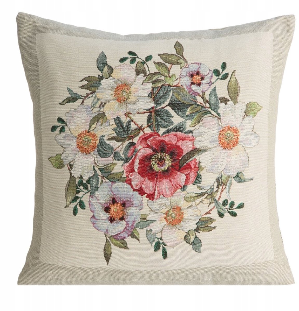 Eurofirany Gobelin Sierkussenhoes Bloem 45x45 cm - Natuurlijk & Kleurrijk Veelkleurig