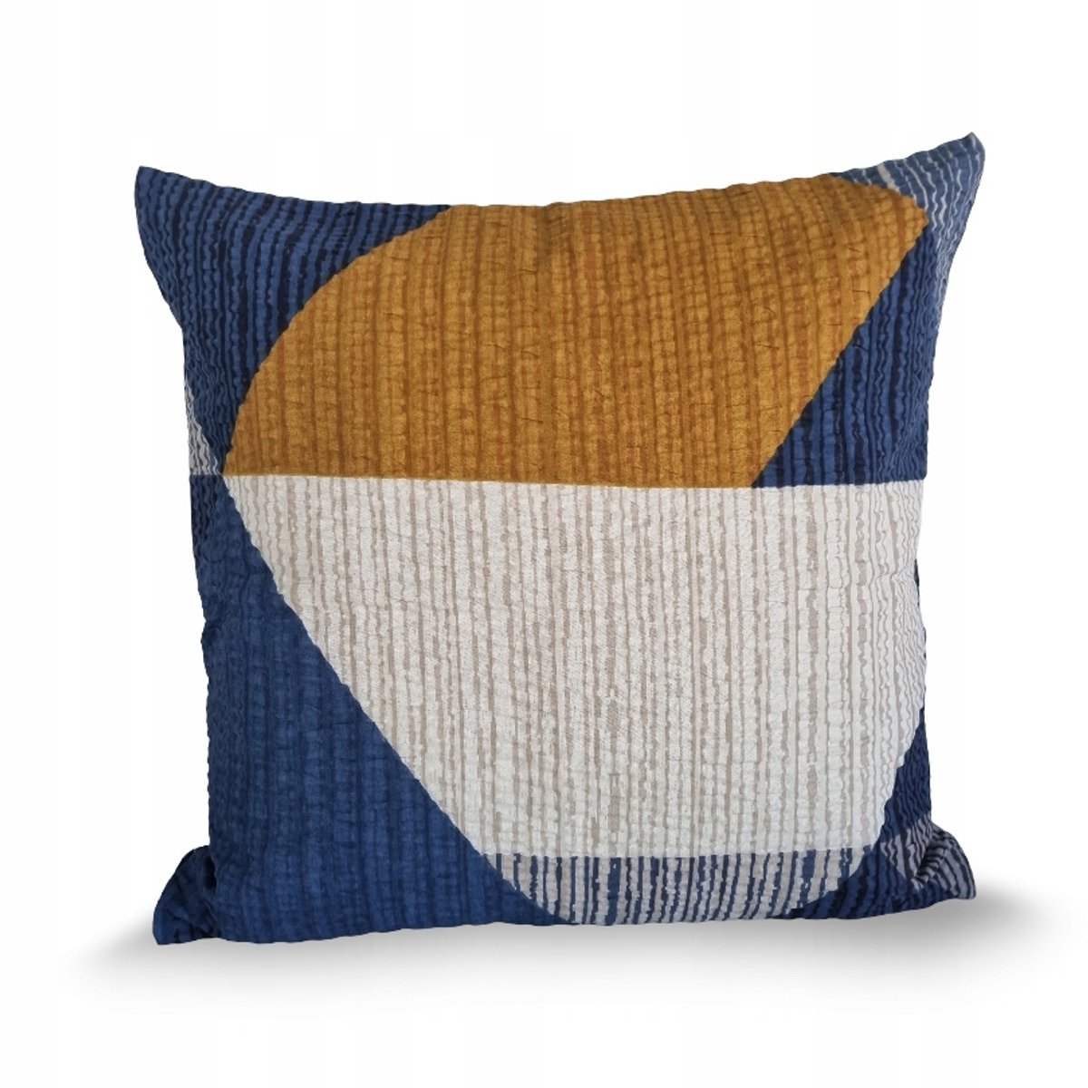 Kussensloop Kora 70x80cm - Geometrische Driehoeken in Blauw, Geel, Beige