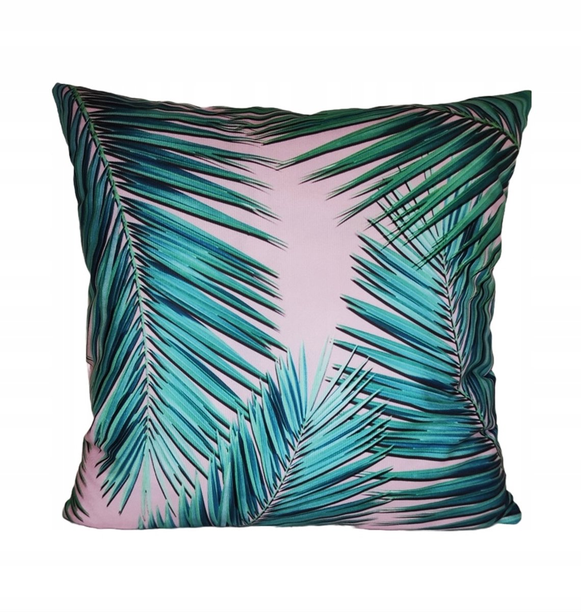 Decoratieve Kussensloop 45x45 cm Velours Roze Groene Palmblad