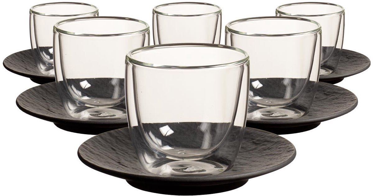 Espressogläser mit Untertassen Manufacture Rock Glow 60 ml Set van 6