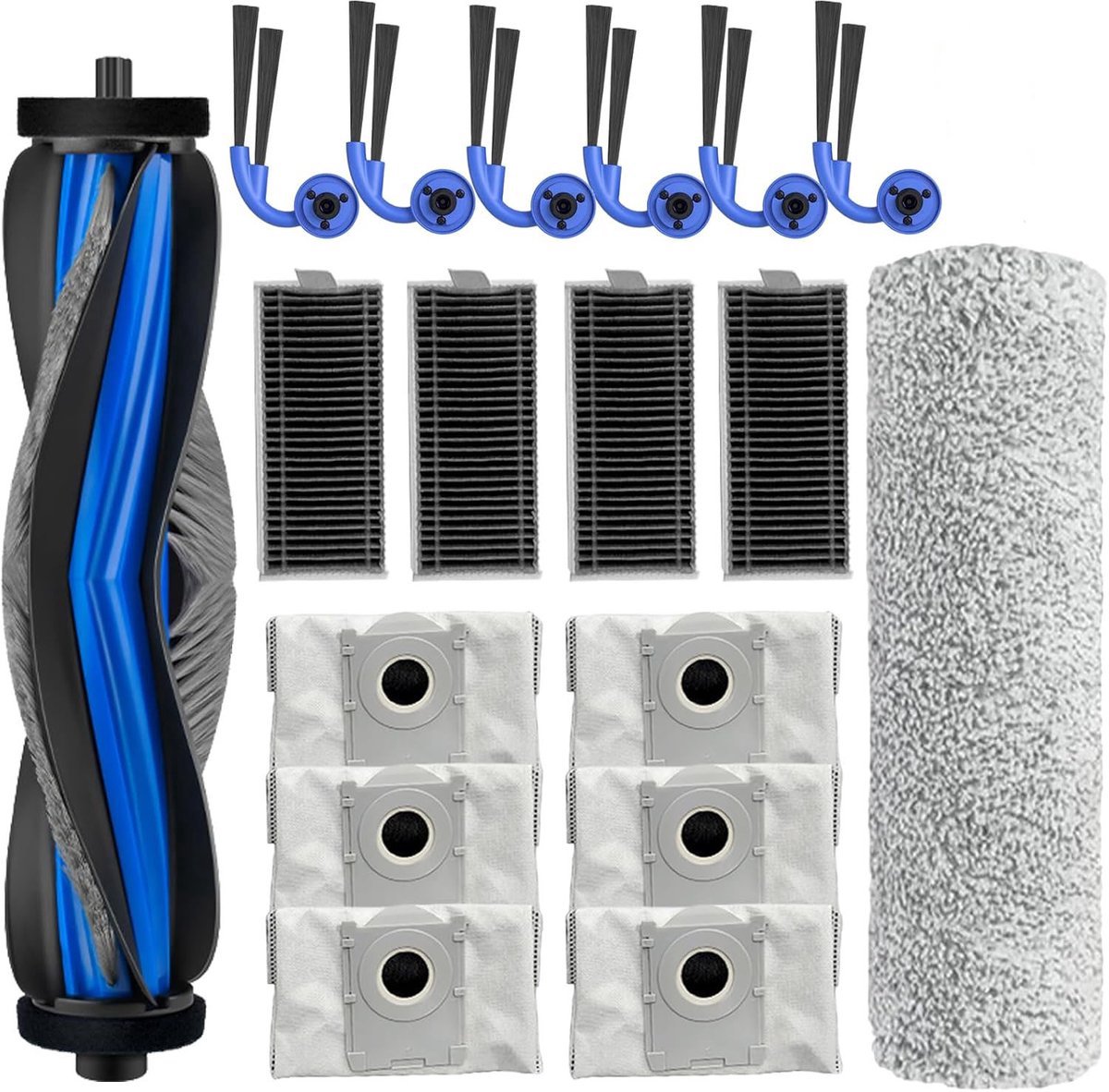 18 stuks Accessoiresets geschikt voor Ecovacs Deebot X9 pro Omni/X9 pro Robotstofzuiger Vervangende Onderdelen, 1 Hoofdborstel 1 Mop Roller 6 Stofzak 4 Filter 6 Zijborstel