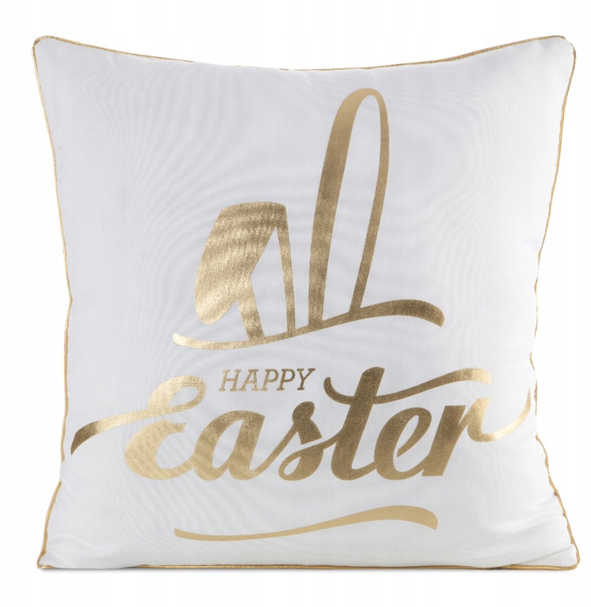 Decoratieve Kussensloop Wit 45x45 cm met Gouden Print & Bies