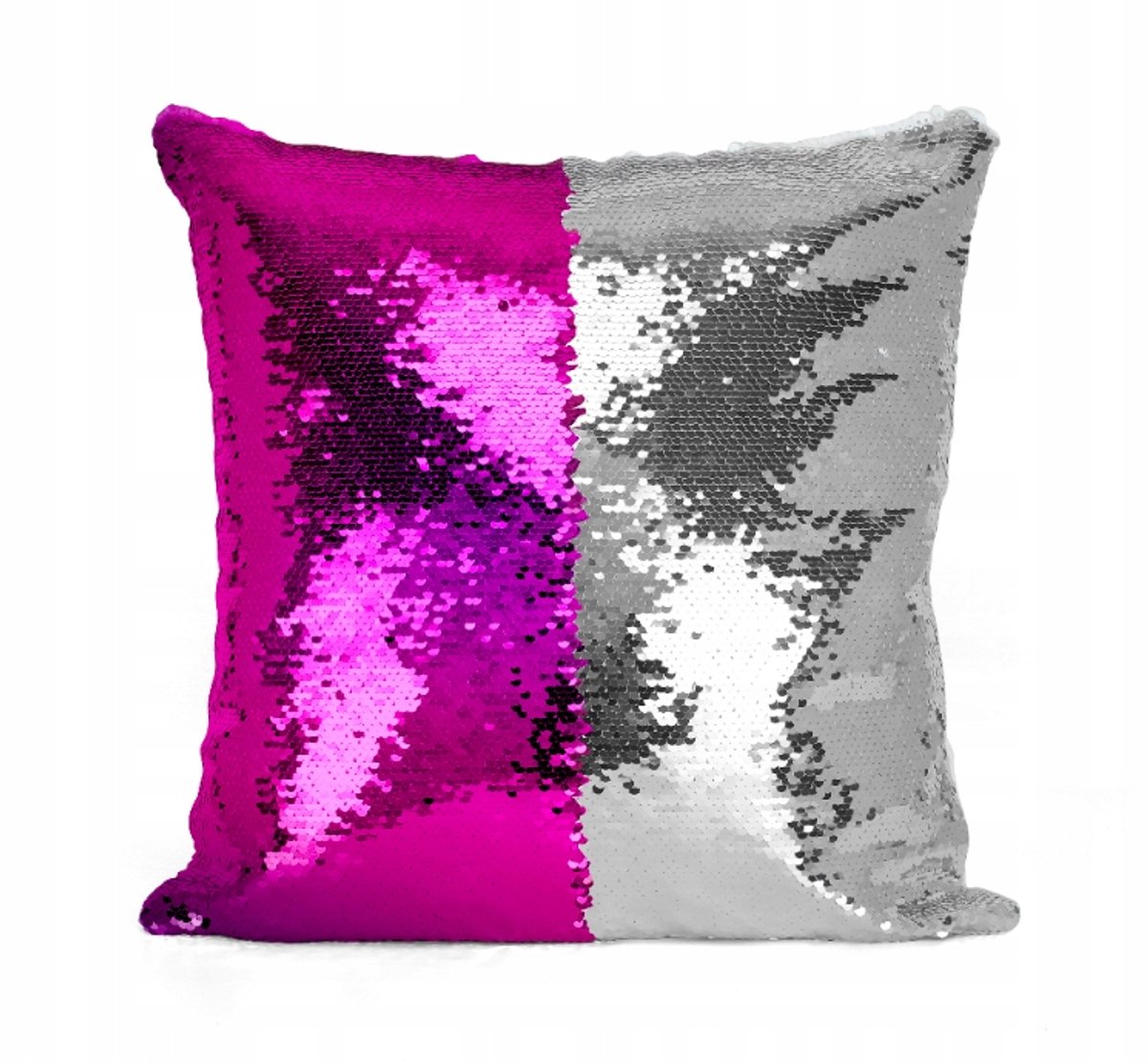 Decoratieve Kussenhoes 40x40cm Zilver/Fuchsia Flippy Paillette