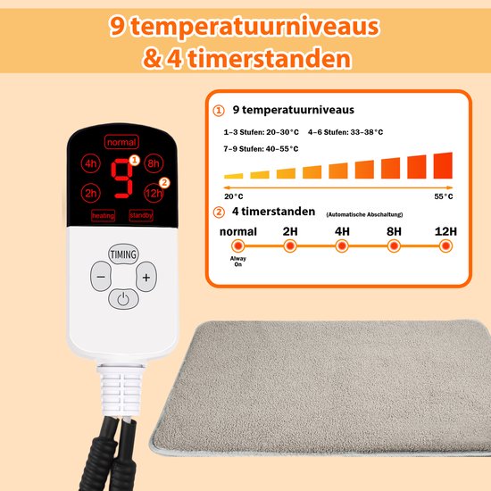 Tapis chauffant pour animaux WARMFAY L70 - Imperméable et réglable - Pour Chats et Chiens de taille moyenne (45x70cm)