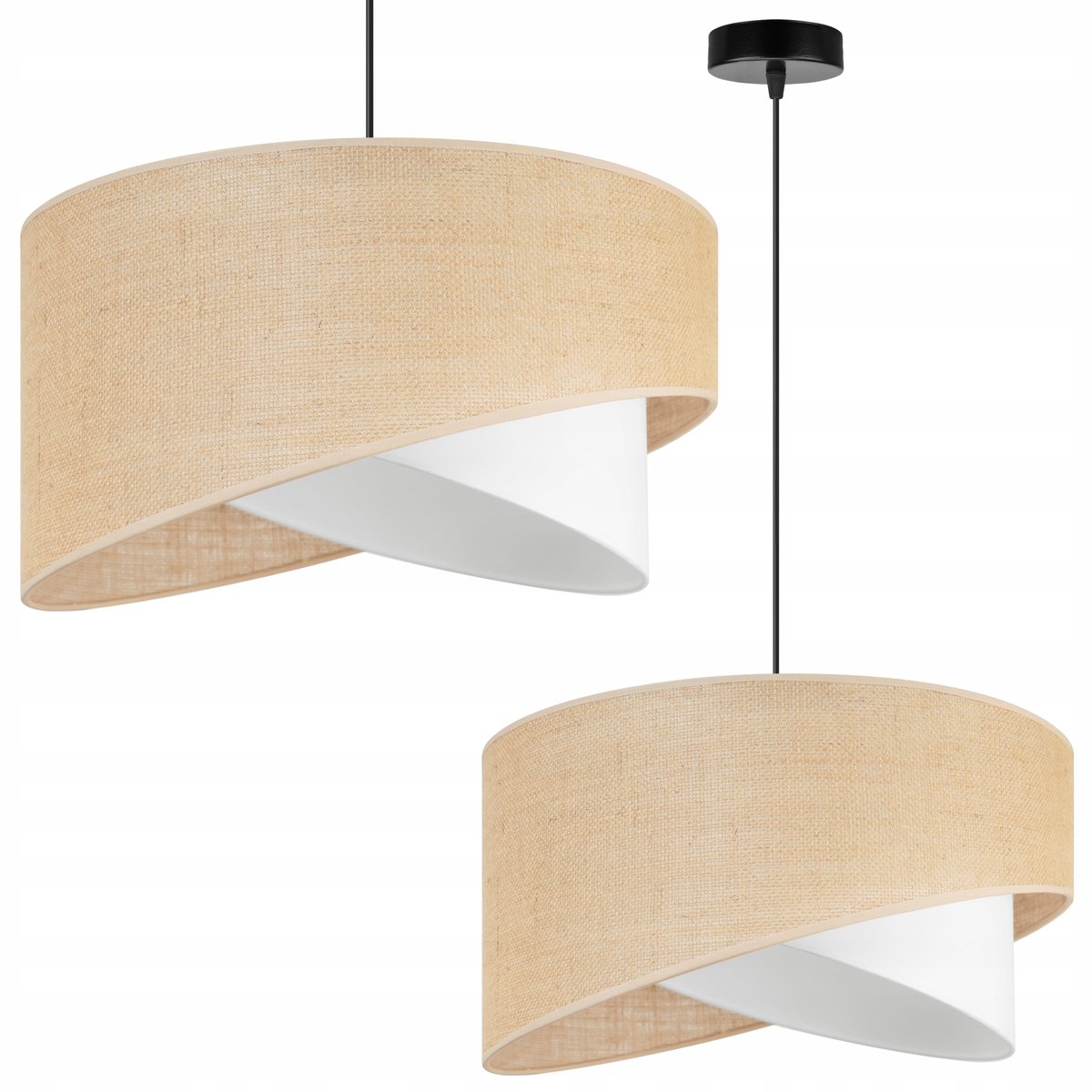 Boho Hanglamp Jute Kap Zwart/Beige - Stijlvolle Verlichting