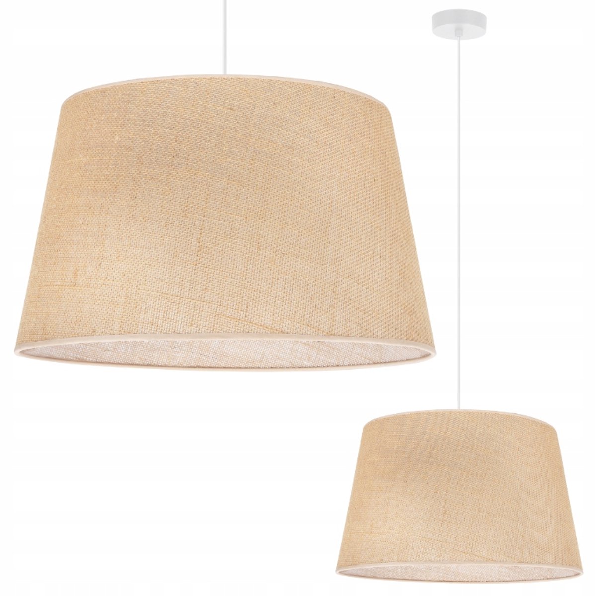 Beige Boho Hanglamp met Jute Lampenkap - Grote Kegelvorm - E27