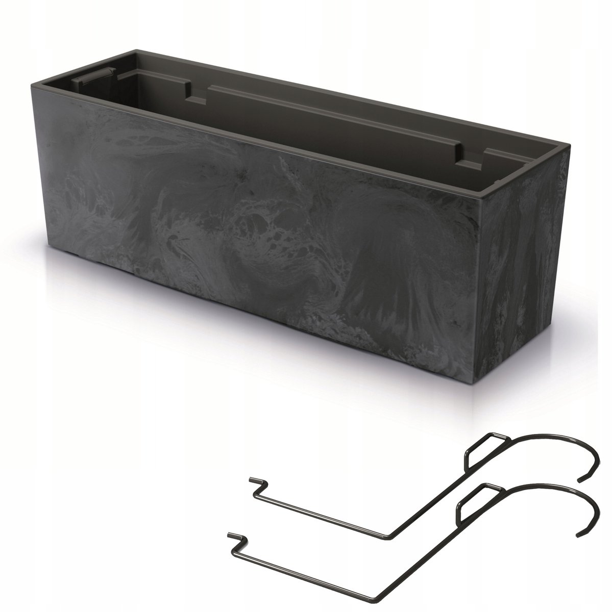 Balkonbak Antraciet 58x19cm met Ohanghaken