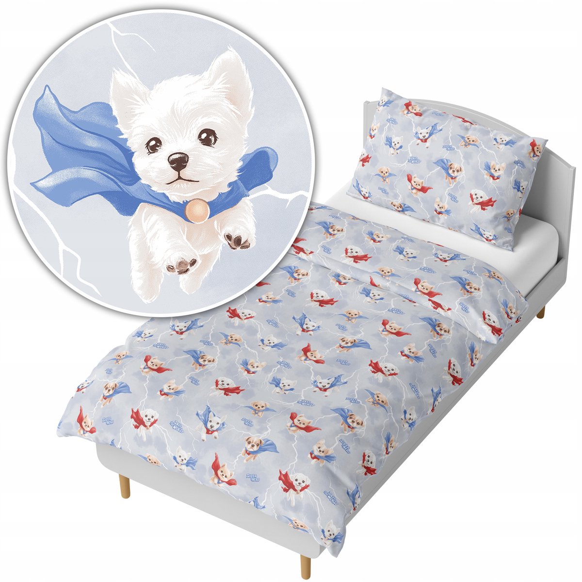 Kinderbeddengoed 140x200cm - Super Honden Blauw