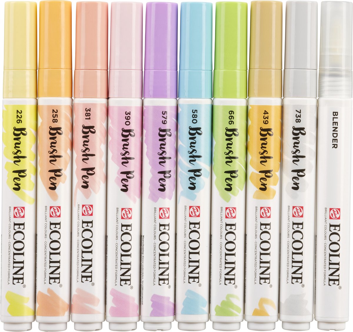Brushpen talens ecoline set 10 stuks pastel | 3 stuks