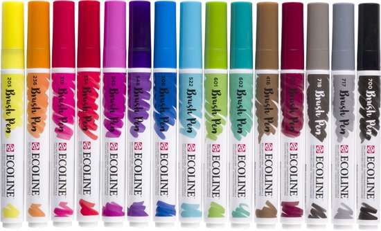 Brushpen Talens Ecoline set à 15 stuks assorti | 3 stuks