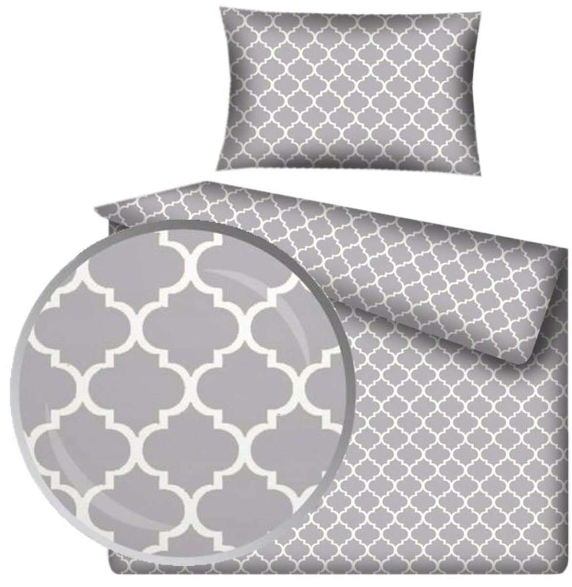 Kinderbeddengoed Grijs met Wit Marokko Contour 100x135 cm
