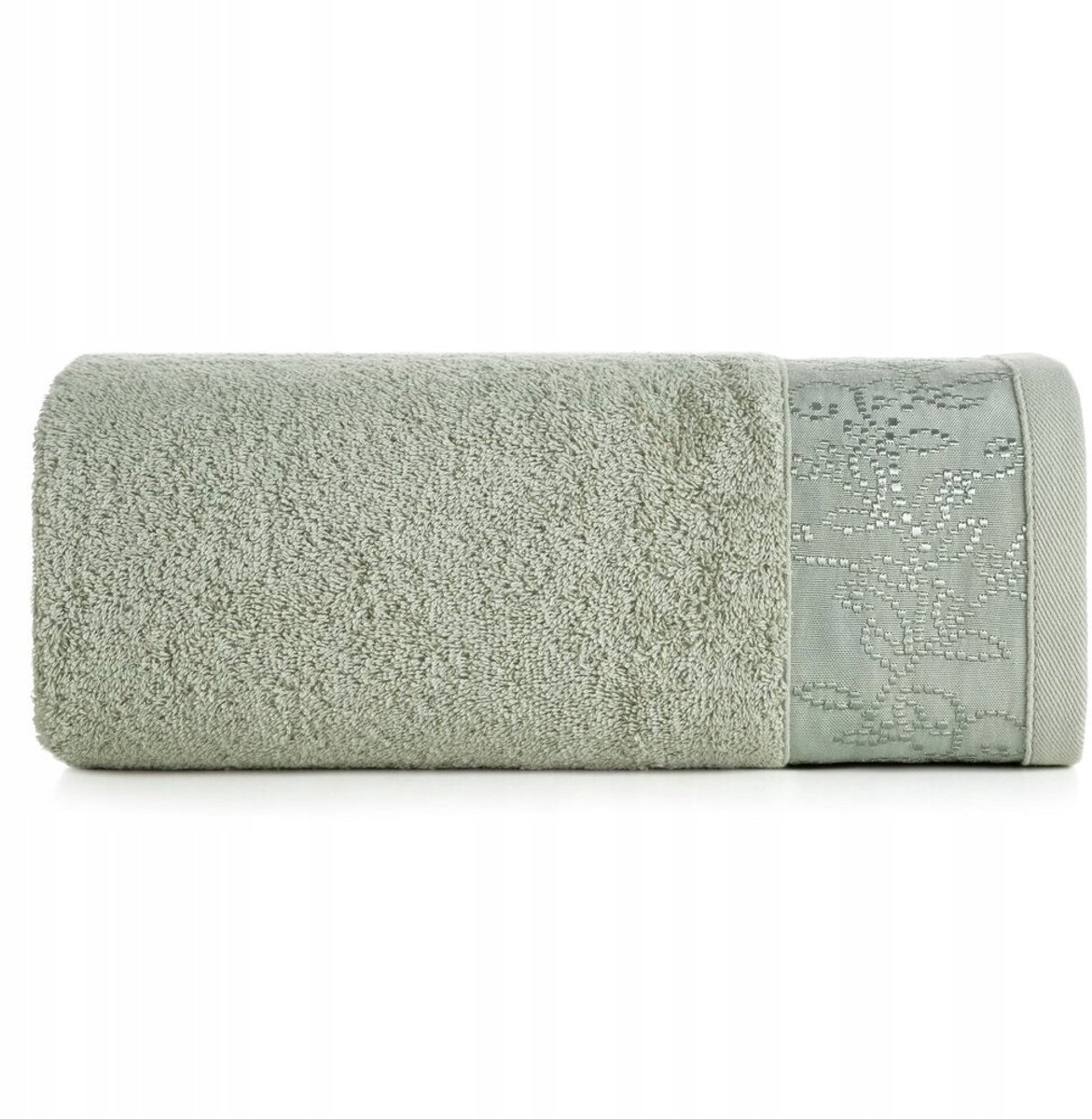 Mintkleurige handdoek 30x50 cm met decoratieve streep