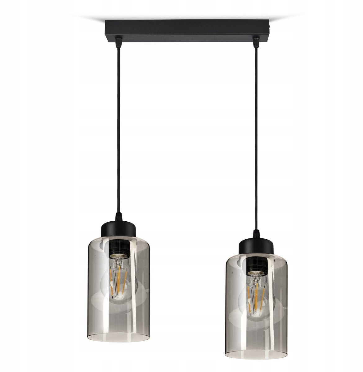 Zwarte Glazen Hanglamp - E27 - Modern Design - 80cm