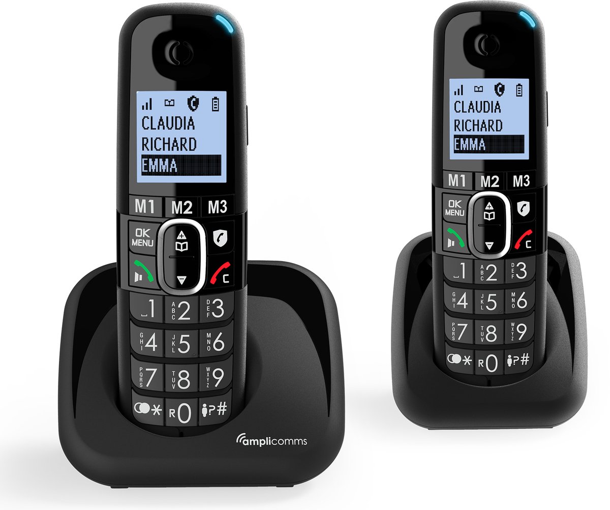 Amplicomms BT1502 Duo Dect telefoon voor de vaste lijn - Handenvrij bellen - Luide bel signaal - blokkeren ongewenste beller