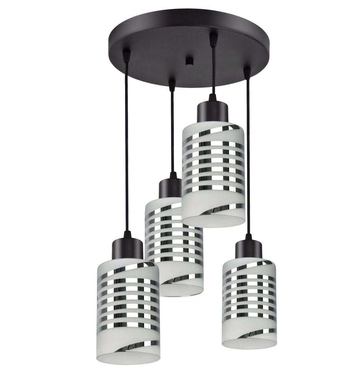 Moderne Hanglamp Zwart Mat Glas 4xE27