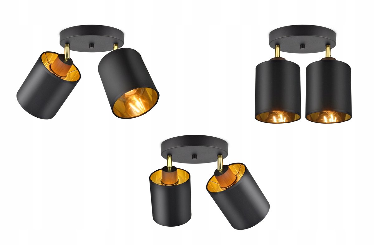 Moderne Plafondlamp Zwart Goud met Verstelbare Kap