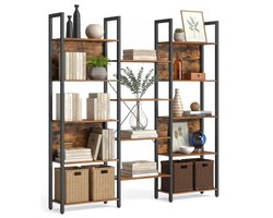Boekenkast industrieel - 166x158x24 cm - donkerbruin