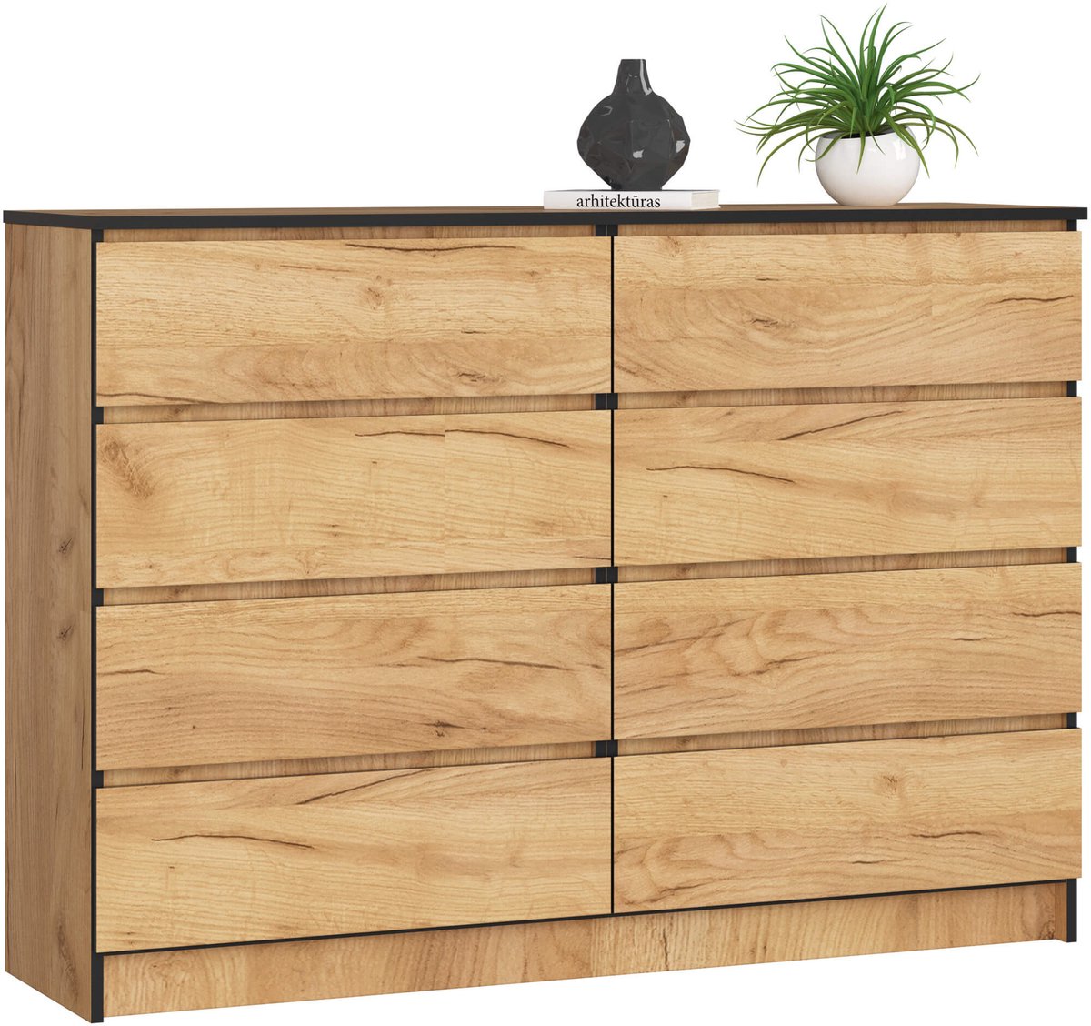 Ladekast K140 met 8 Lades / AKORD Furniture Factory / Craft Eik / 138 x 99 x 40 cm