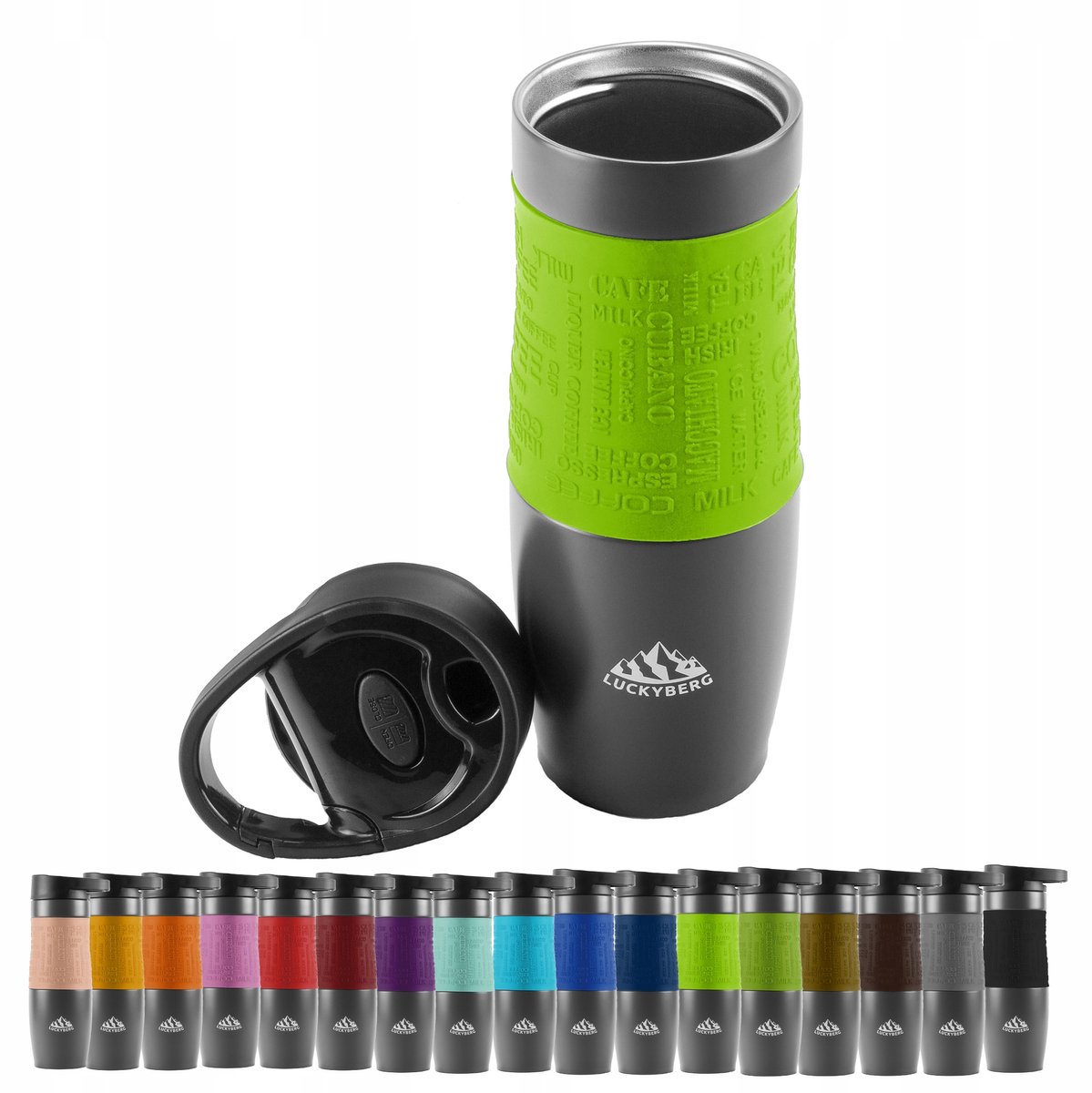 Luckyberg Thermosbeker 480ml - RVS, Groen, 6u Warm, 8u Koud