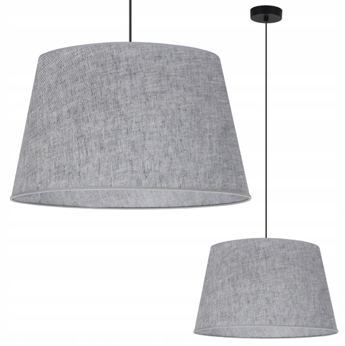 Grijze hanglamp met linnen kap, E27 fitting, voor eetkamer en keuken