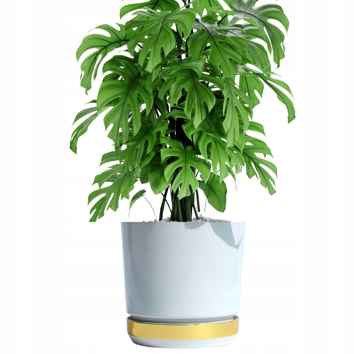 DUO bloempot 26cm Wit-Golden Glamour Hoogglans met standaard