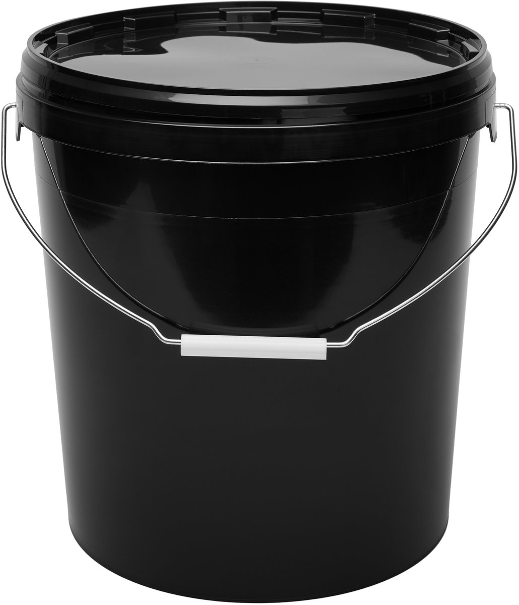 50x stuks - 16 L - Garronda Emmer Met Deksel - Verpakkingsemmer - Emmertje - Rond - Zwart GD-PL-BIS-Black