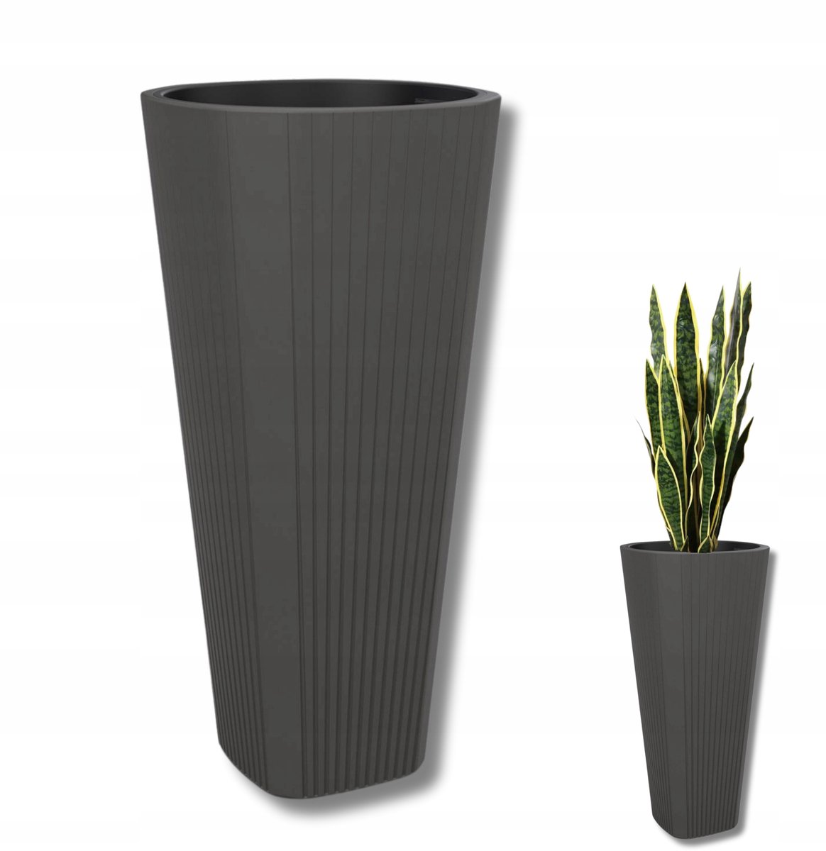 Lamela MUZA Antraciet Plantenbak 39x81cm met Inzet