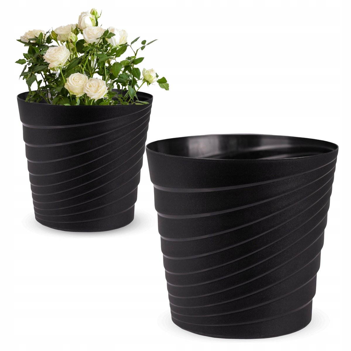 Moderne Antraciet Ribbel Pot met Inzetstuk - 22cm Balkon & Raam
