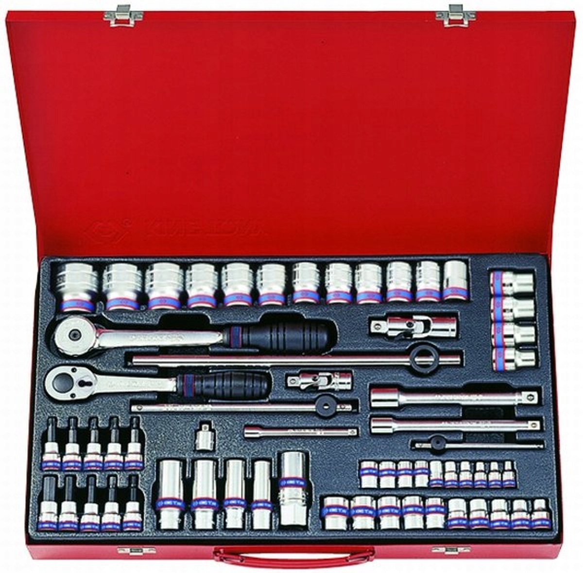 62-delige doppenset 1/4" 3/8" 1/2" 12-kant 4-32mm