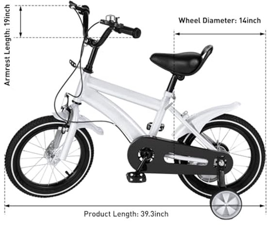 14 Inch Kinderfiets voor Jongens en Meisjes met Steunwielen - Sportieve Fiets voor Kinderen van 3 tot 6 Jaar van Merkloos — afbeelding 5