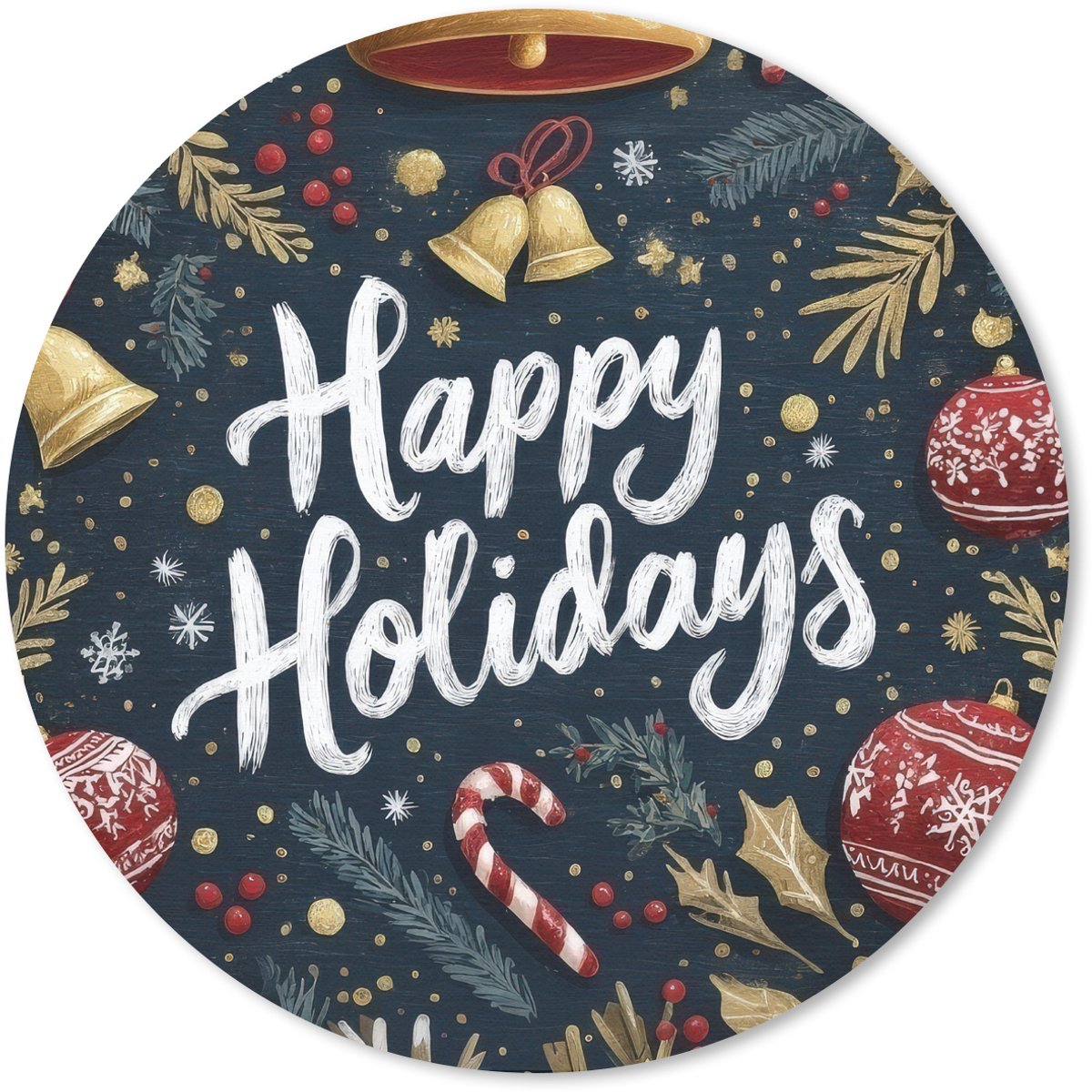Muismat rond 40x40 cm - Mousepad Feestelijk - Kerstgroet - Kleurrijk - Ronde muismatten