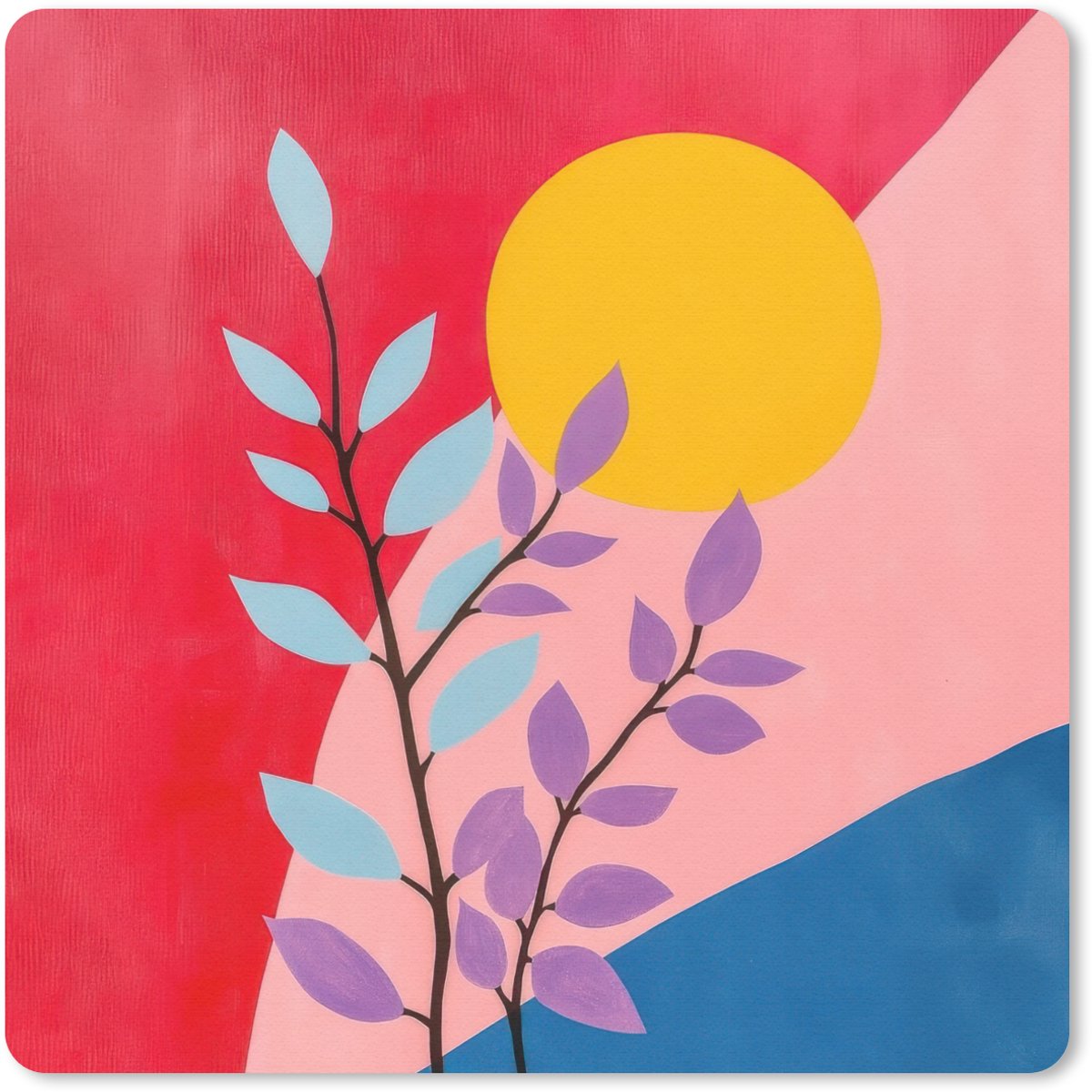 Muismat 30x30 cm - Mousepad Bladeren - Zon - Abstracte vormen - Muismatten