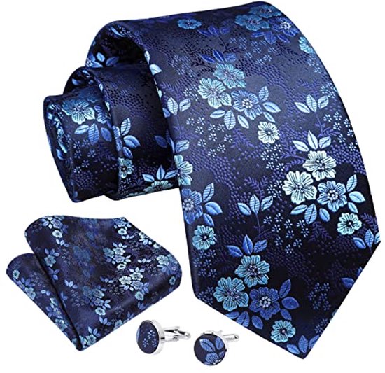 Dibangu marineblauwe zijden stropdassen voor heren klassieke paisley stropdas hankerchief manchetknopen set voor zakelijke feesten kopen vanaf een prijs van 9.62