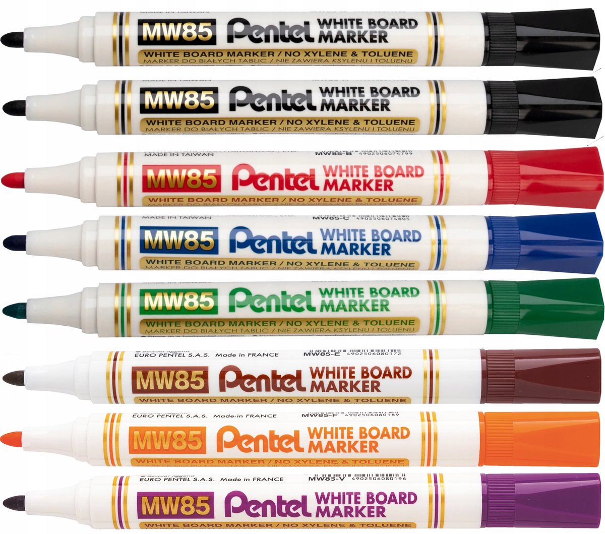 Pentel MW85 whiteboardmarkers - Set van 8 kleuren