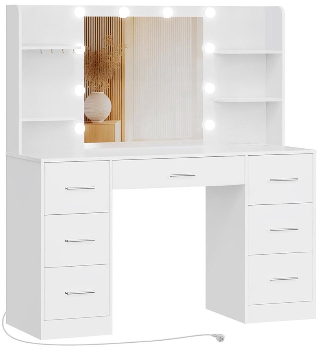 Thuys – Make Up Tafel – Met Spiegel – Kaptafel Voor Meisjes – Hollywood Spiegel – Met Verlichting