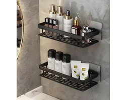 2 stuks Badkamerplank - Zelfklevende multifunctionele wandplank voor de badkamer - Boorvrije wandplank met grote capaciteit - Roestbestendige aluminiumlegering - Geschikt voor badkamers en keukens, ruimtebesparende badkameropbergrek