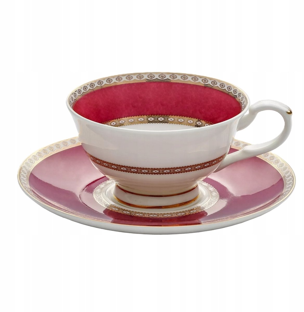 Porseleinen Kop en Schotel - Rose en Wit - 250ml