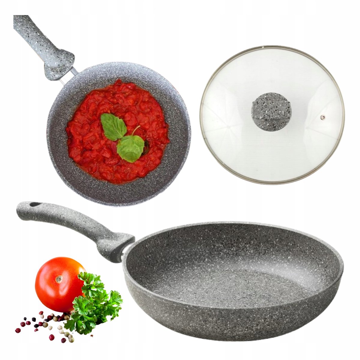 Accademia Mugnano Di Pietra Koekenpan 28cm met Deksel - Titanen Steen Anti-aanbak