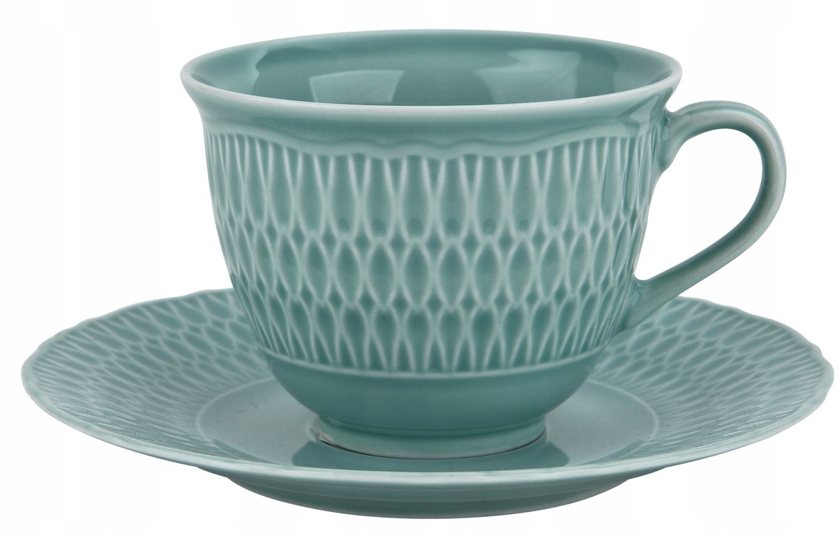 Sofia Groene Porseleinen Kop in Schotel Set 250ml