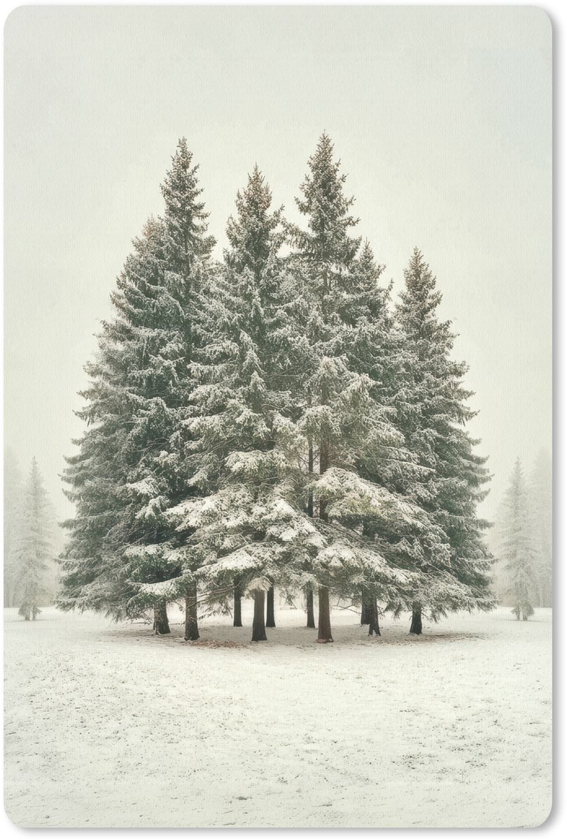 Muismat 18x27 cm - Mousepad Bomen - Sneeuw - Wit - Muismatten